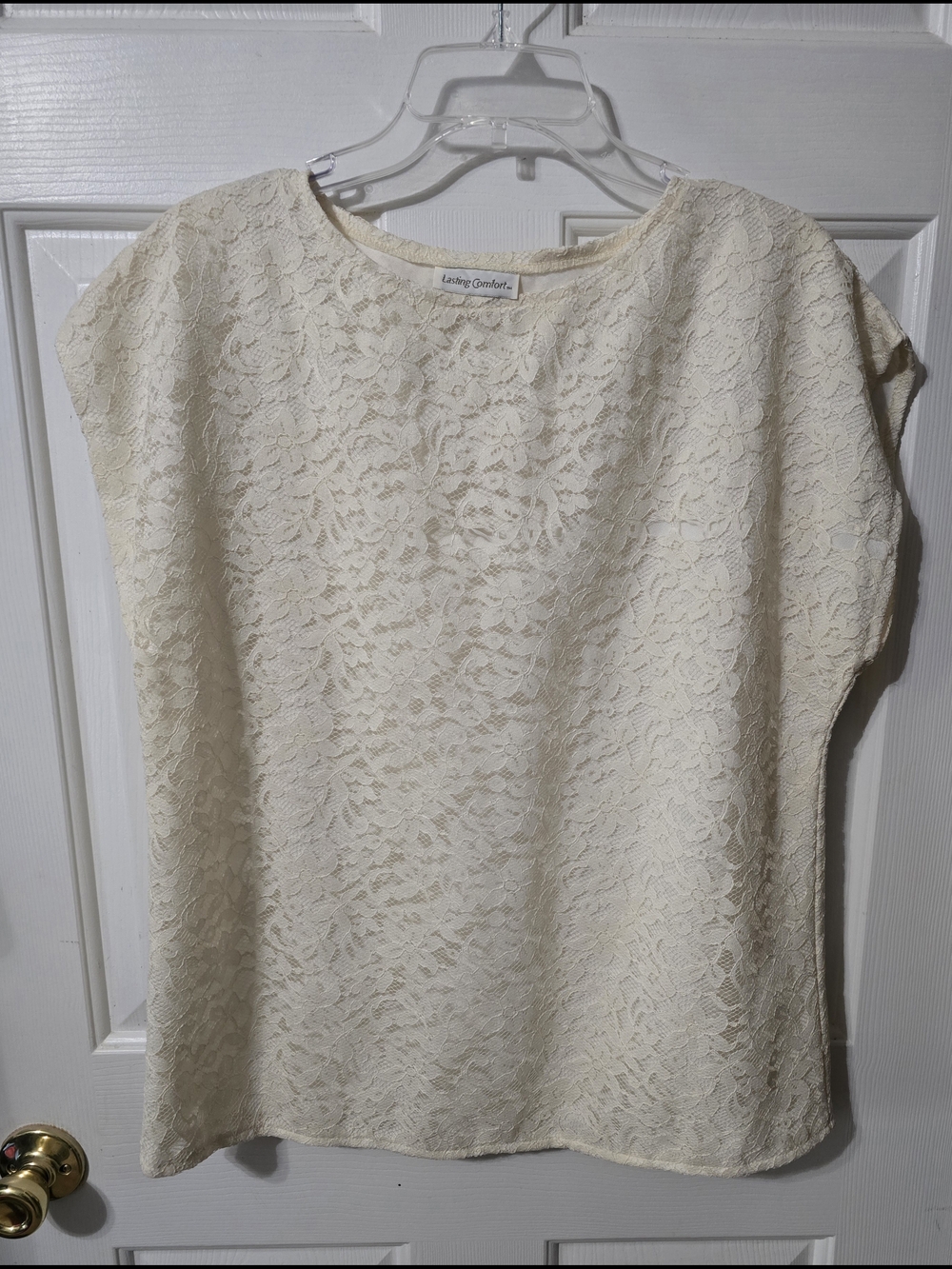 Vintage Loving Comfort Ivory Lace Short Sleeve Blouse